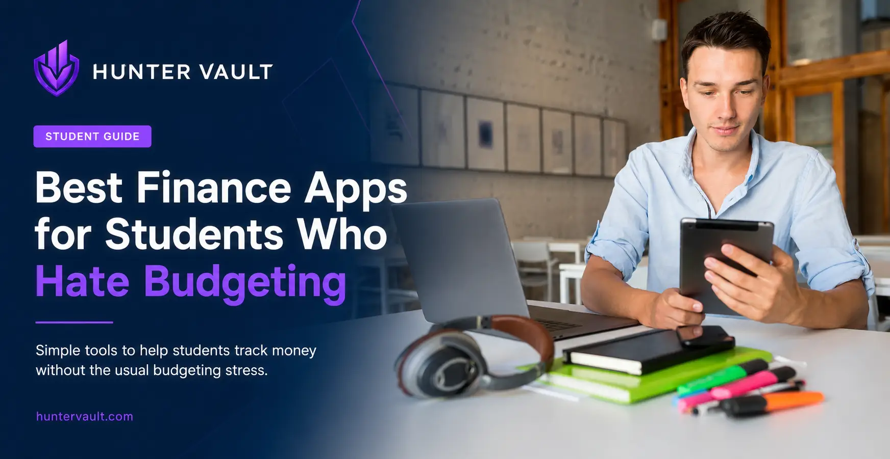 A student using a fun, game-style finance app on their phone instead of a budgeting spreadsheet