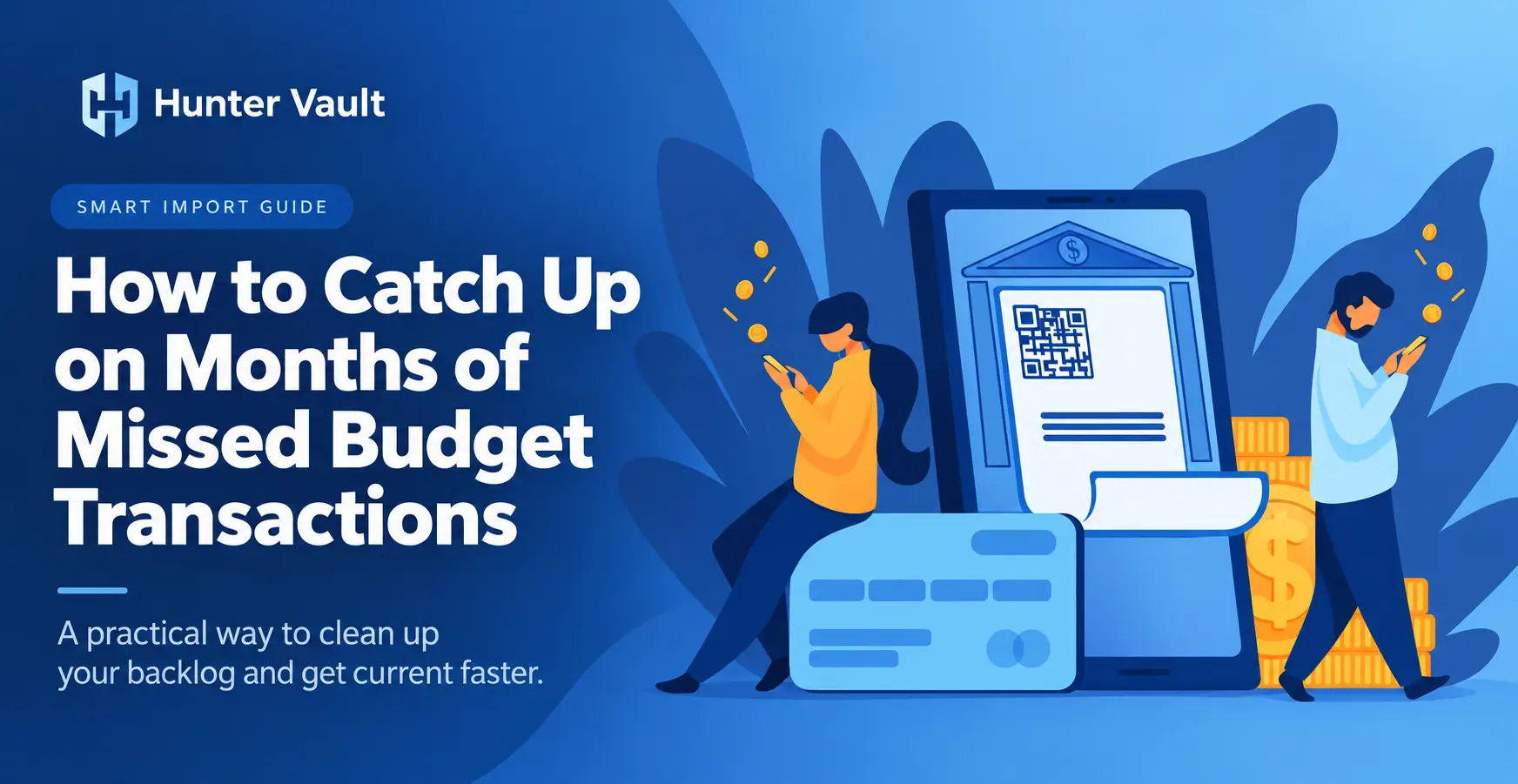 Bank statement screenshots being imported into a budget app to catch up on months of missed transactions