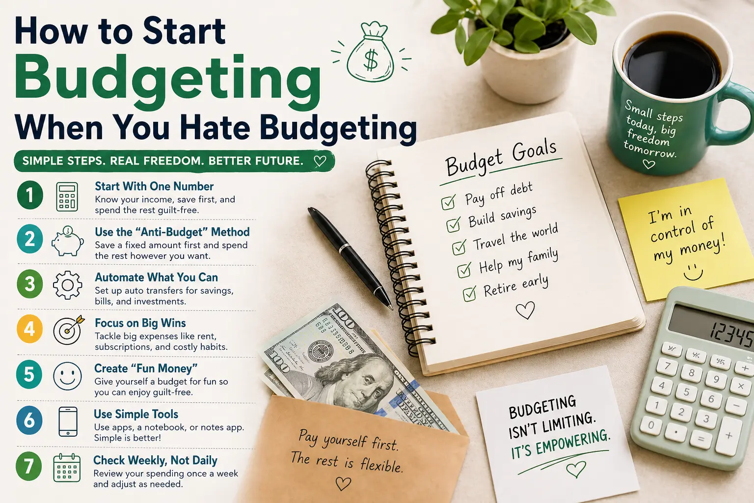 Seven simple low-friction ways to start budgeting when you hate budgeting