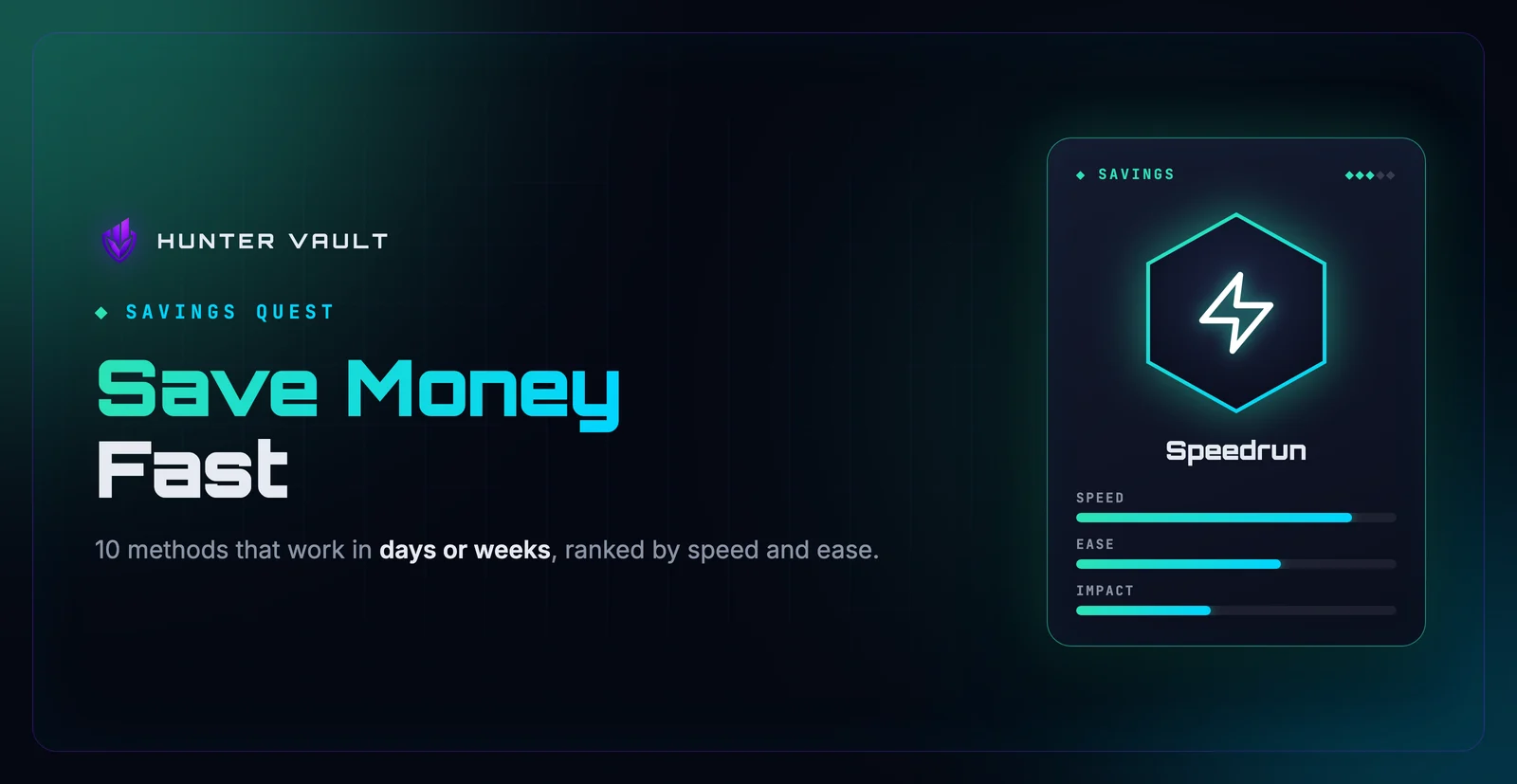 A phone showing a savings goal filling up quickly with 10 methods to save money fast laid out as a visual checklist