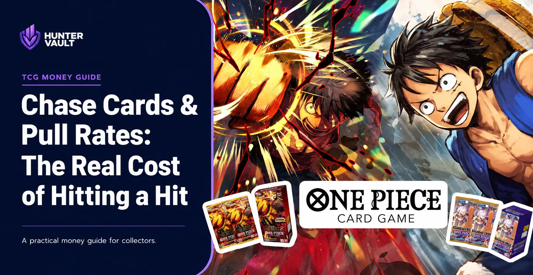 Calculator next to trading cards and booster pack wrappers showing the math of pull rates