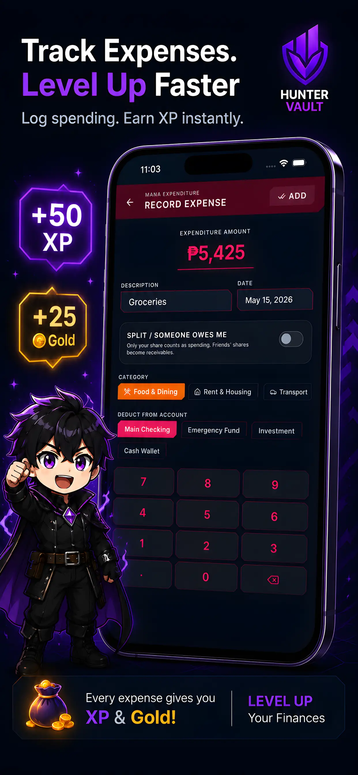 Hunter Vault on-device data, no account needed